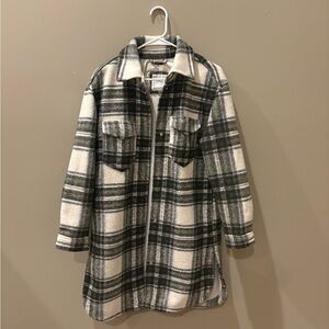 Abercrombie & Fitch Plaid Utility Jacket in Greenand Cream